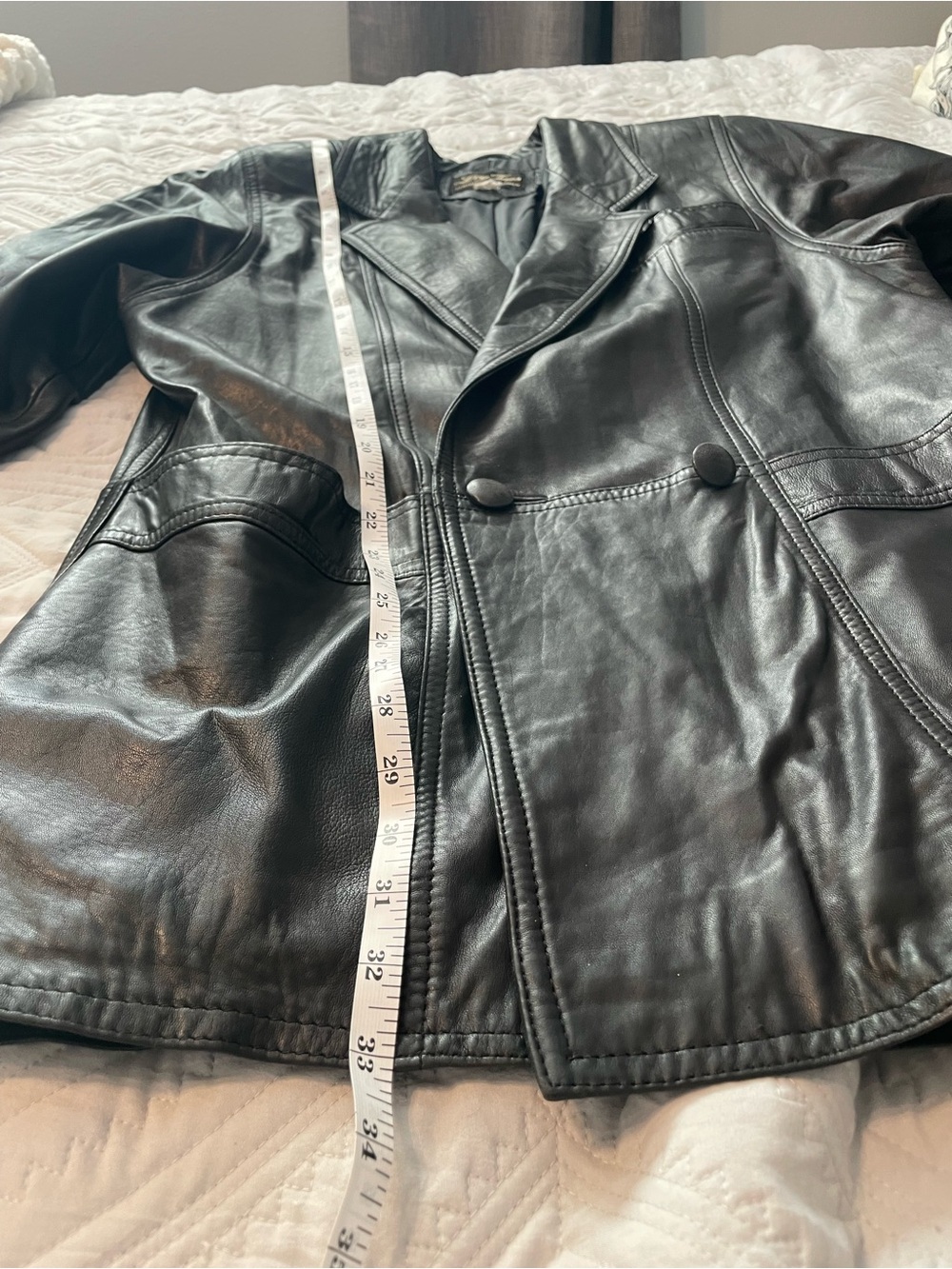 😍 Coat Sale ,Closet Clean Out ! Black Leather Blazer Jacket - Picture 12 of 15
